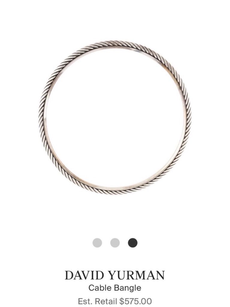 David Yurman Sterling Silver Cable Bangle Bracelet Medium 2.5” 925 Stackable